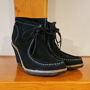 Hush Puppies Black Suede Wedge Boots